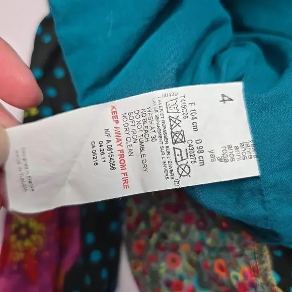 Catimini Toddler Girl Dress 4/104 Boho Style Floral Cotton Zip Back - Picture 13 of 15